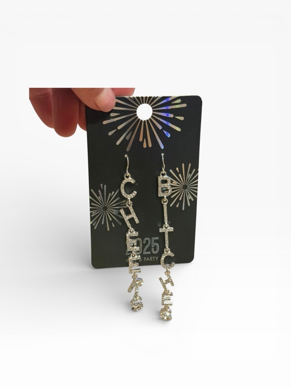 Silver Rhinestone Letter Drop Earrings